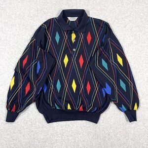 Vintage Dalmine Uomo Sweater Mens‎ XL 90s Geometric Polo Italy Argyle Old Money